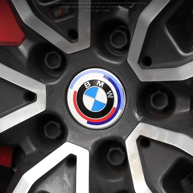 BMW 50th Anniversary Emblem Badge Set For Hood, Trunk & Wheels - DeutschMods
