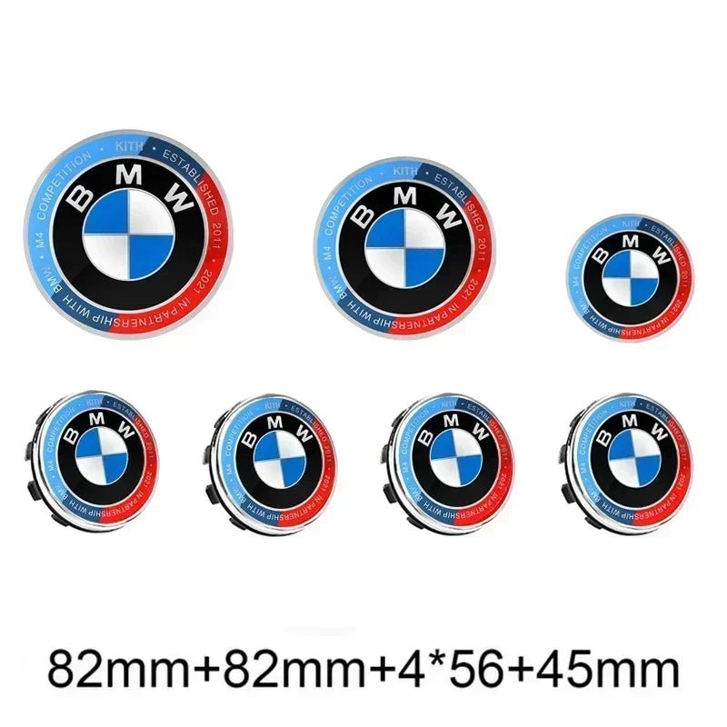 BMW 50th Anniversary Emblem Badge Set For Hood, Trunk & Wheels - DeutschMods