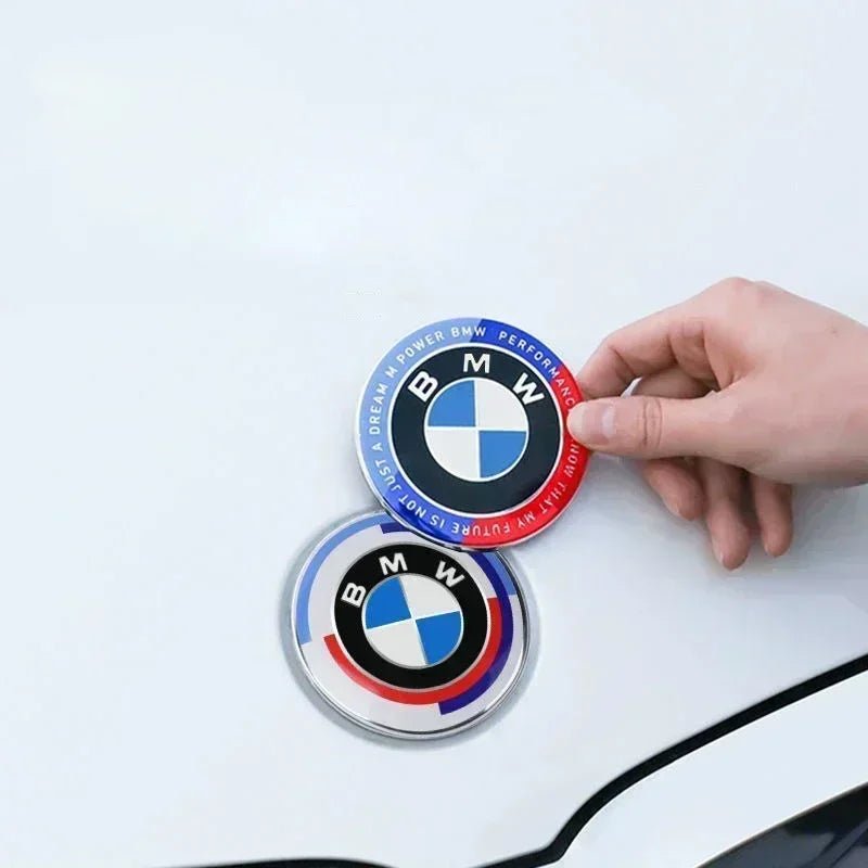 BMW 50th Anniversary Emblem Badge Set For Hood, Trunk & Wheels - DeutschMods