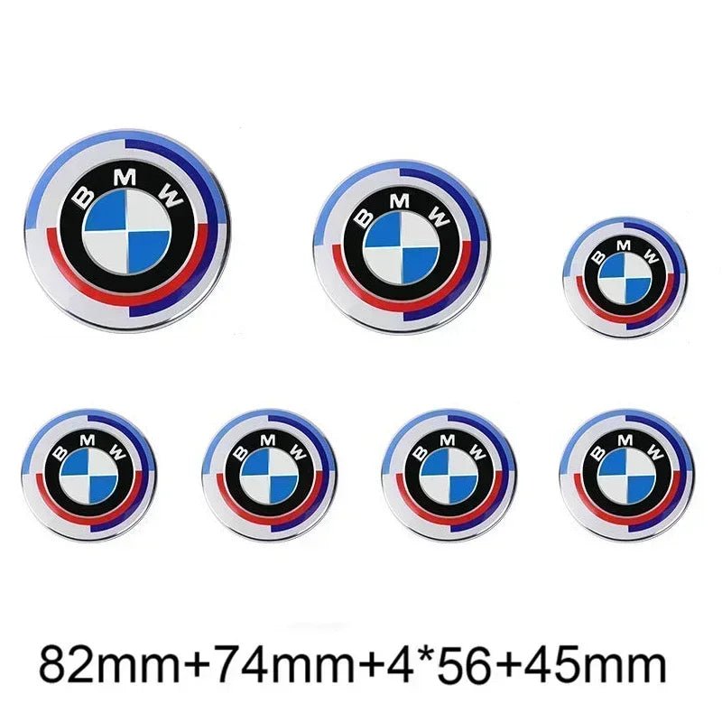 BMW 50th Anniversary Emblem Badge Set For Hood, Trunk & Wheels - DeutschMods