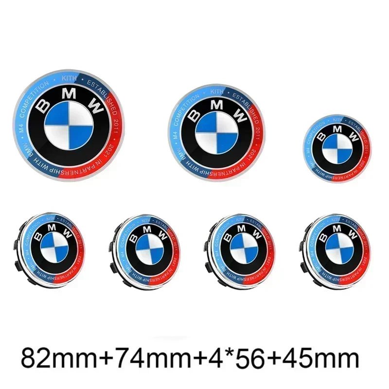 BMW 50th Anniversary Emblem Badge Set For Hood, Trunk & Wheels - DeutschMods
