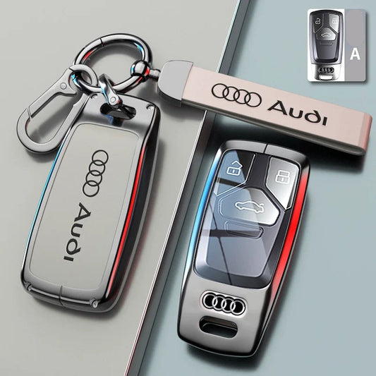 Audi – Zinc Alloy Leather Car Key Case Cover Shell Protector