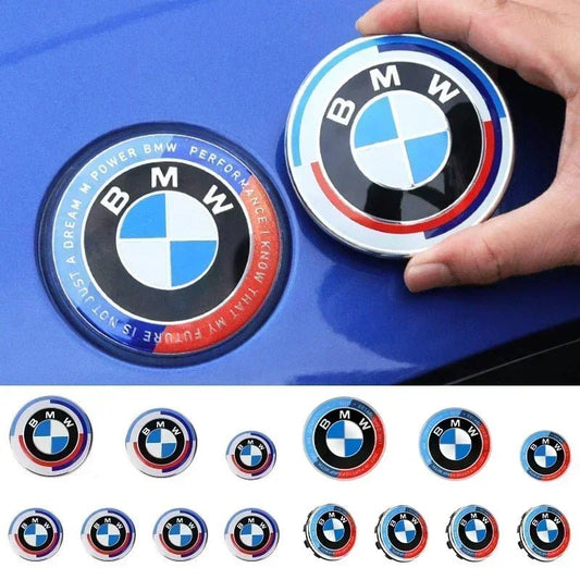 BMW 50th Anniversary Emblem Badge Set For Hood, Trunk & Wheels - DeutschMods