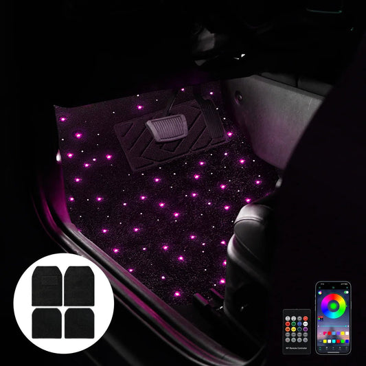 LED Illuminated Floor Mats – Universal Fiber Optic Starry Sky Set (4Pcs) - DeutschMods